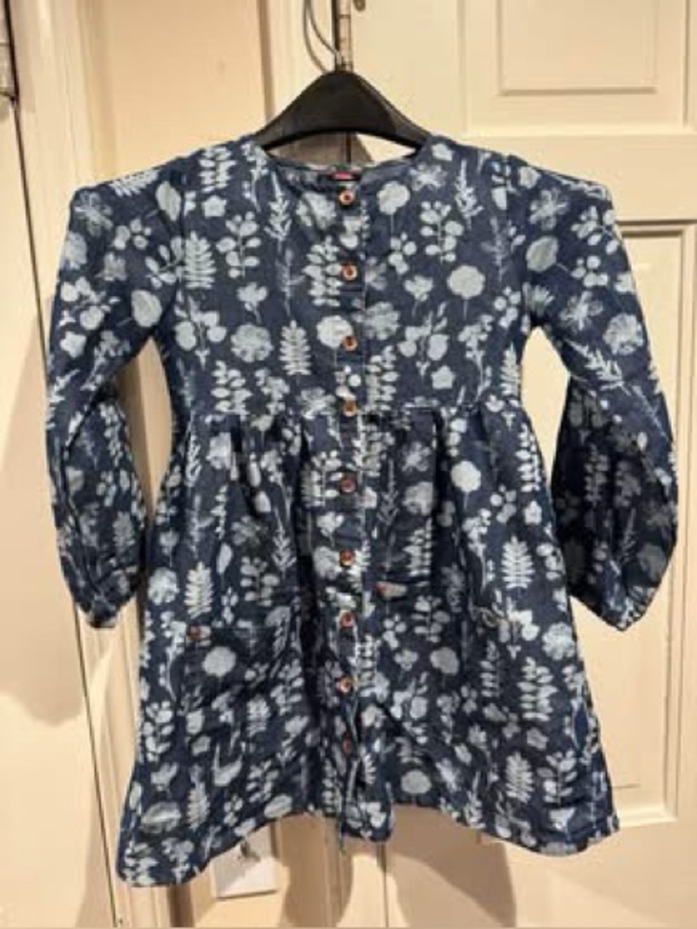 Girls sz 7 Vince Camuto Blue Floral Button-Front Dress Top